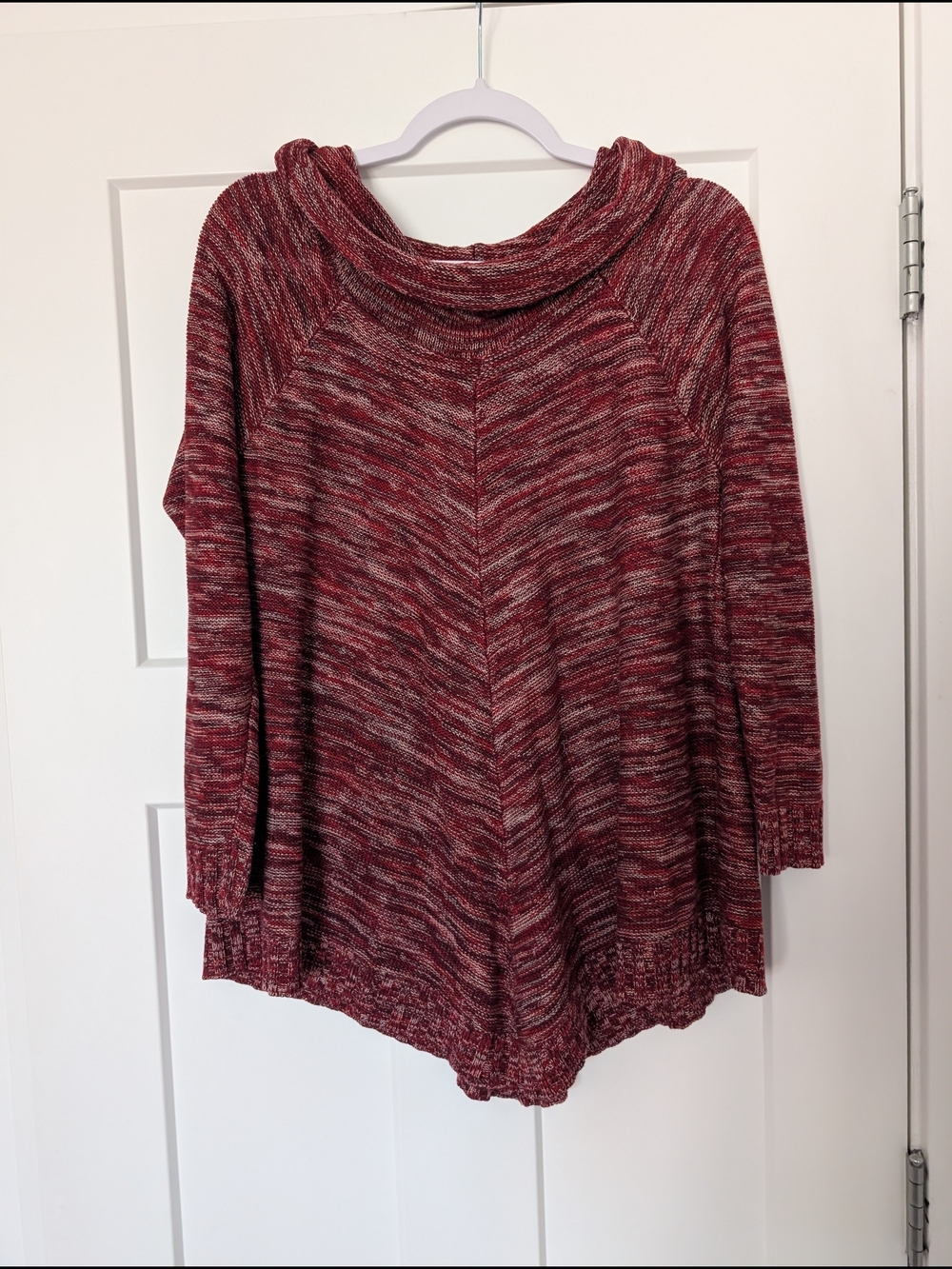 Indigo Marled Burgundy Red Cowl Neck Sweater Size Small